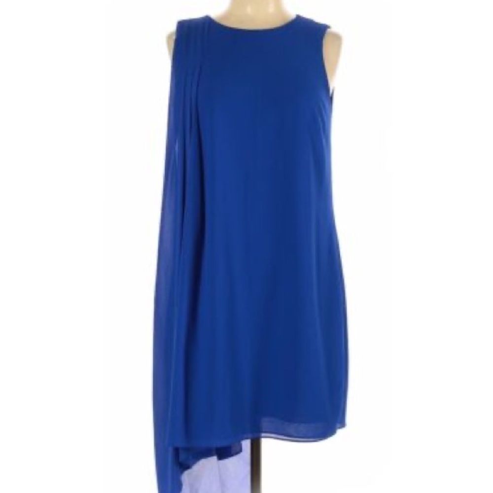 Badgley Mischka Belle blue floral lace overlay dress, size 2